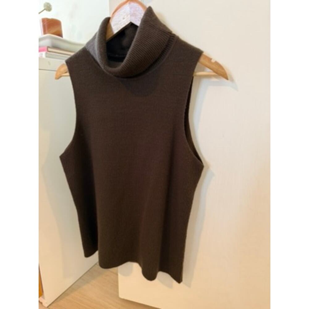 Vintage Chadwick’s Brown Ribbed Sleeveless Turtleneck Sweater Minimal Chic Top ✨